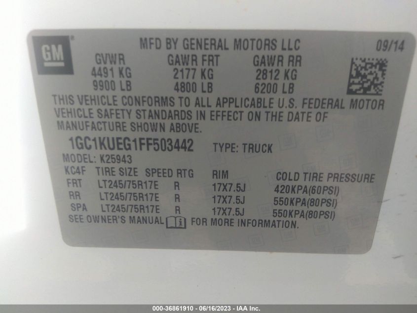 2015 CHEVROLET SILVERADO 2500HD WORK TRUCK - 1GC1KUEG1FF503442