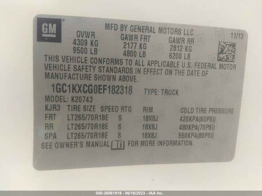 2014 CHEVROLET SILVERADO 2500HD LT - 1GC1KXCG0EF182318