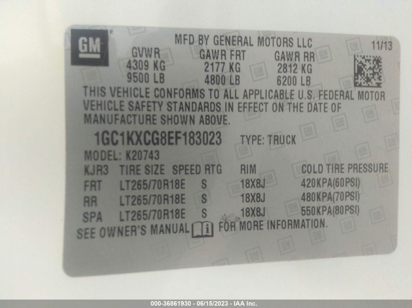 2014 CHEVROLET SILVERADO 2500HD LT - 1GC1KXCG8EF183023