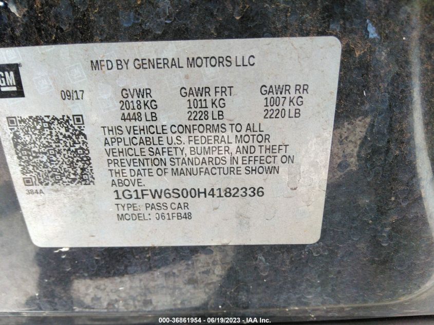 2017 CHEVROLET BOLT EV LT - 1G1FW6S00H4182336