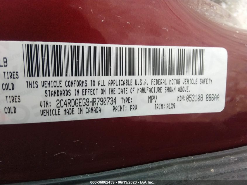 2017 DODGE GRAND CARAVAN GT - 2C4RDGEG9HR790734