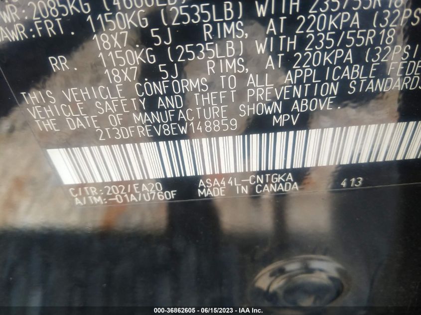 2014 TOYOTA RAV4 LIMITED - 2T3DFREV8EW148859