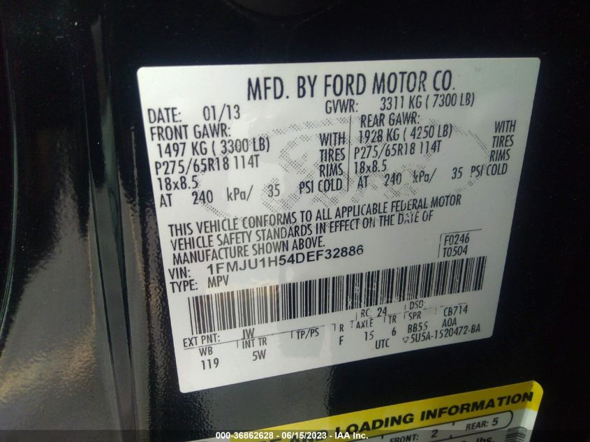2013 FORD EXPEDITION XLT/KING RANCH - 1FMJU1H54DEF32886