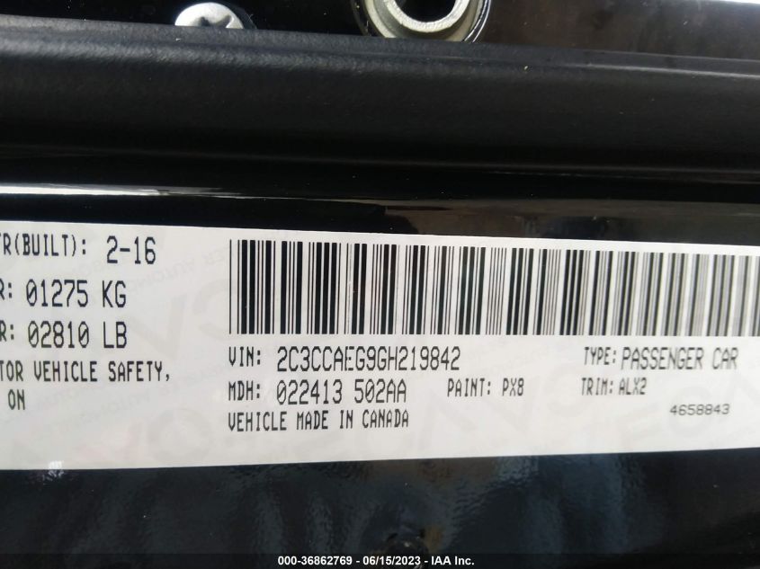 2016 CHRYSLER 300 300C - 2C3CCAEG9GH219842