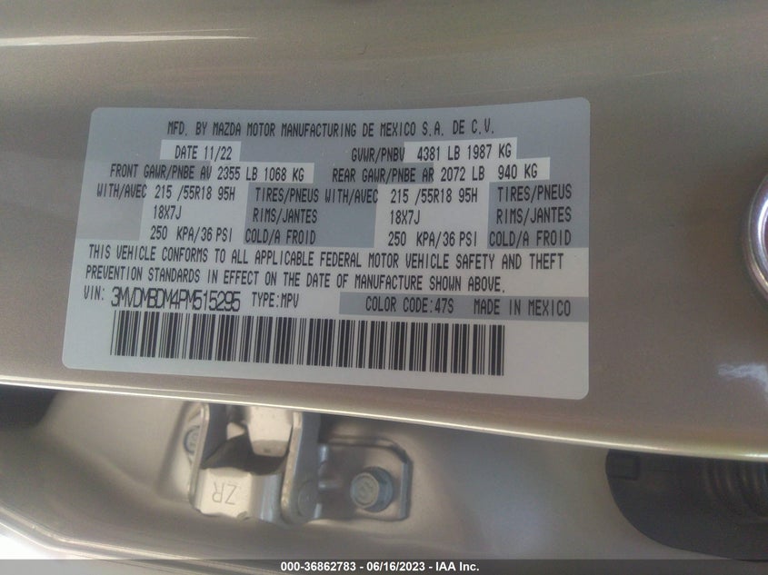 VIN 3MVDMBDM4PM515295 2023 MAZDA CX-30 2.5 S PREMIUM PACKAGE