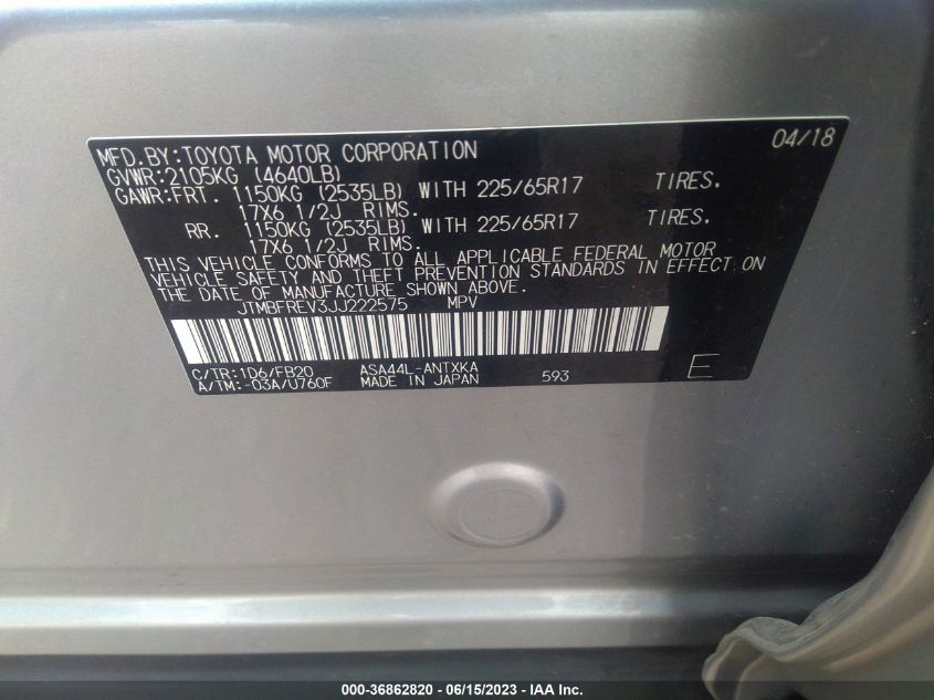 2018 TOYOTA RAV4 LE - JTMBFREV3JJ222575