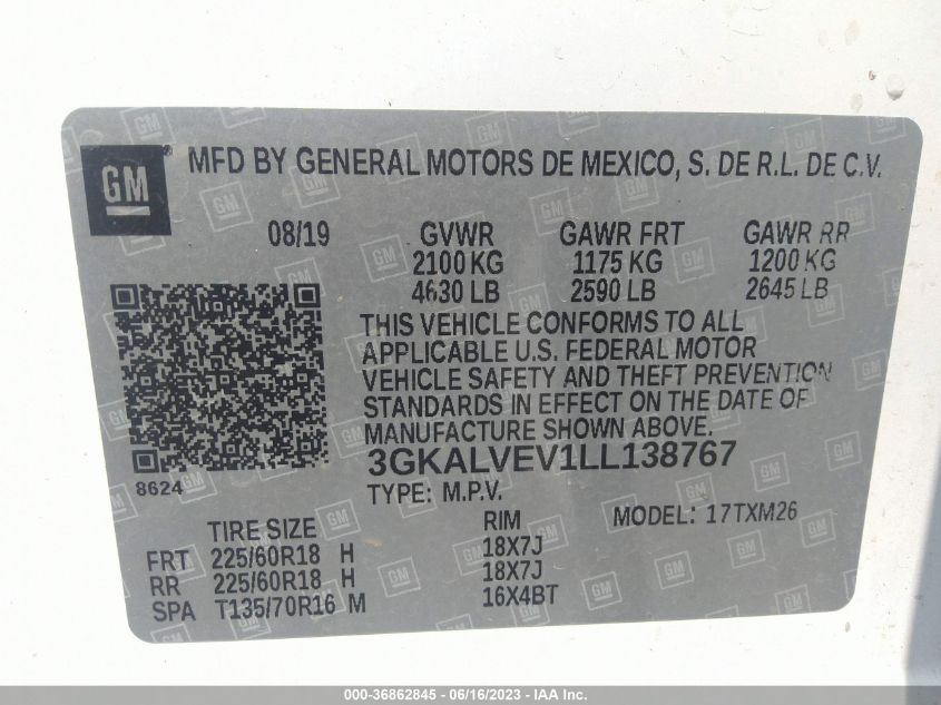 2020 GMC TERRAIN SLT - 3GKALVEV1LL138767