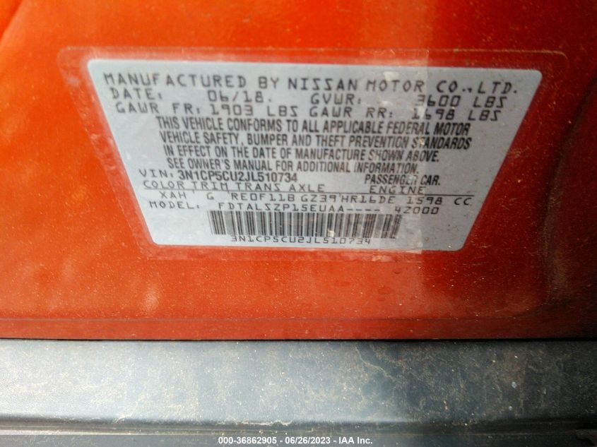 2018 NISSAN KICKS SV - 3N1CP5CU2JL510734