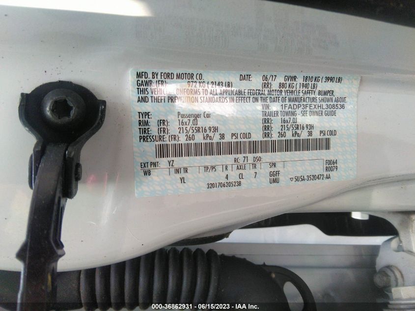 2017 FORD FOCUS SE - 1FADP3FEXHL308536