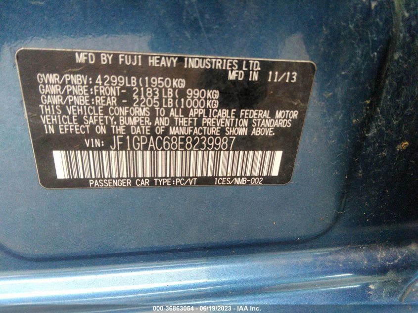 2014 SUBARU IMPREZA WAGON 2.0I PREMIUM - JF1GPAC68E8239987