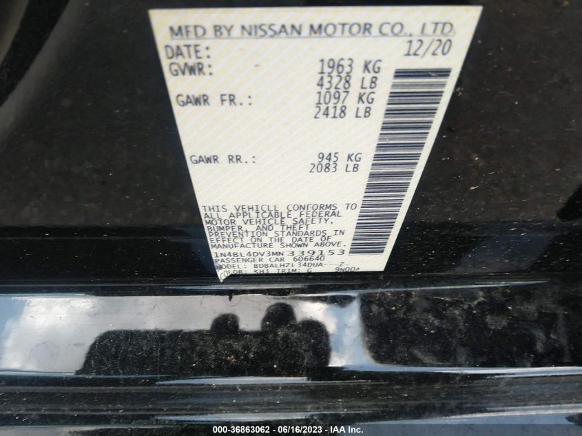 2021 NISSAN ALTIMA 2.5 SV - 1N4BL4DV3MN339153