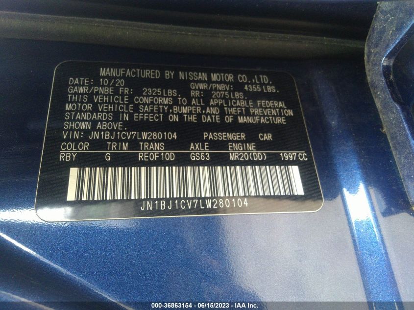 2020 NISSAN ROGUE SPORT S - JN1BJ1CV7LW280104
