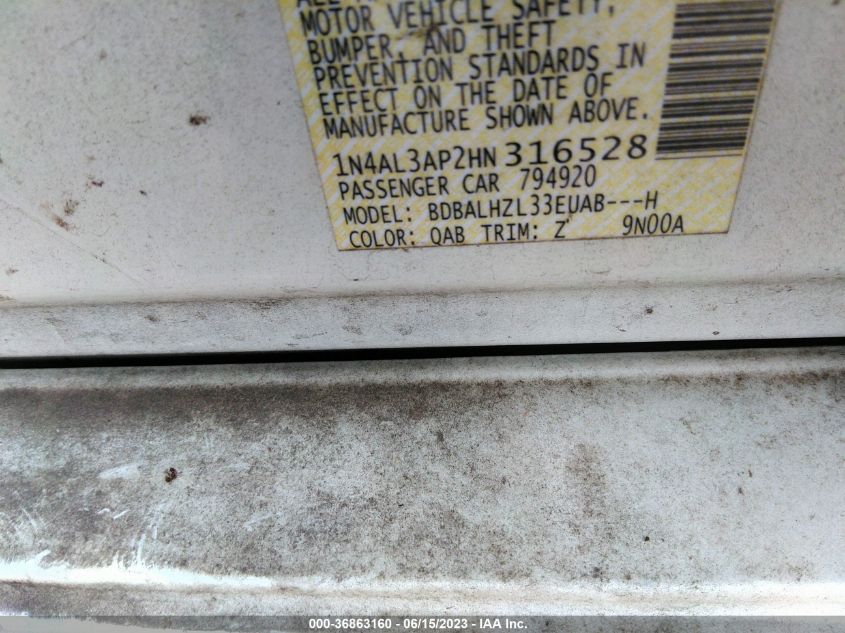 2017 NISSAN ALTIMA 2.5 SR - 1N4AL3AP2HN316528