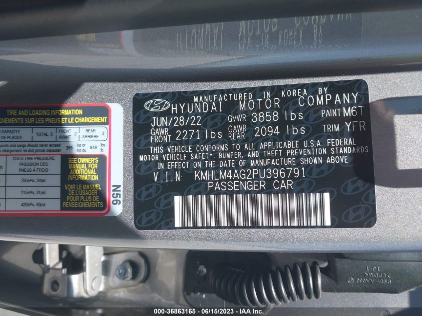 2023 HYUNDAI ELANTRA SEL - KMHLM4AG2PU396791