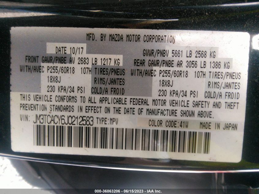 2018 MAZDA CX-9 TOURING - JM3TCACY6J0212583