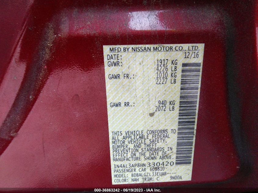 2017 NISSAN ALTIMA 2.5 S - 1N4AL3AP8HN330420