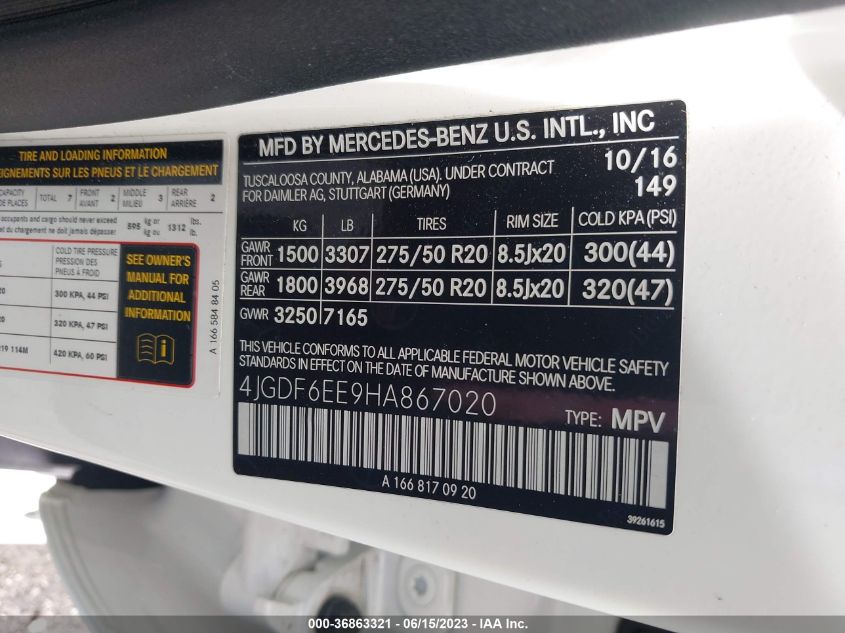 2017 MERCEDES-BENZ GLS 450 4MATIC - 4JGDF6EE9HA867020