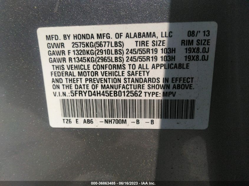 2014 ACURA MDX TECH PKG - 5FRYD4H45EB012562