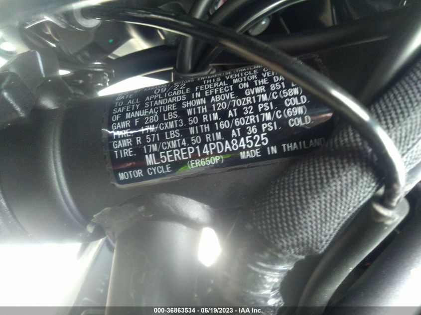 VIN ML5EREP14PDA84525 2023 KAWASAKI ER650 P