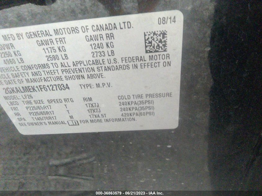 2015 GMC TERRAIN SLE - 2GKALMEK1F6127034