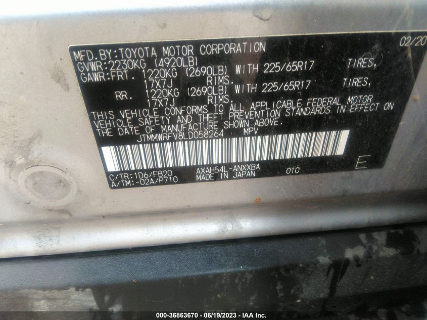 2020 TOYOTA RAV4 HYBRID LE - JTMMWRFV8LD058264
