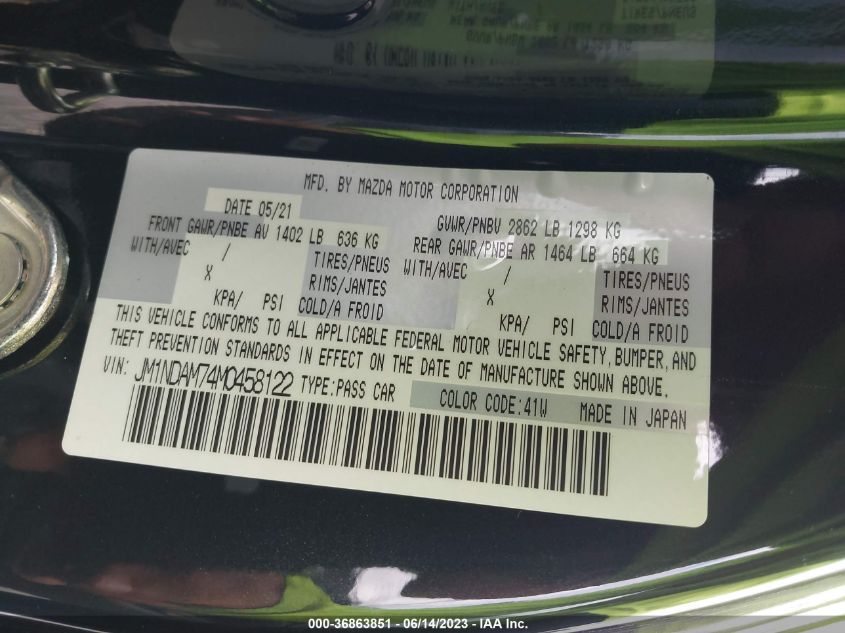 2021 MAZDA MX-5 MIATA RF GRAND TOURING JM1NDAM74M0458122