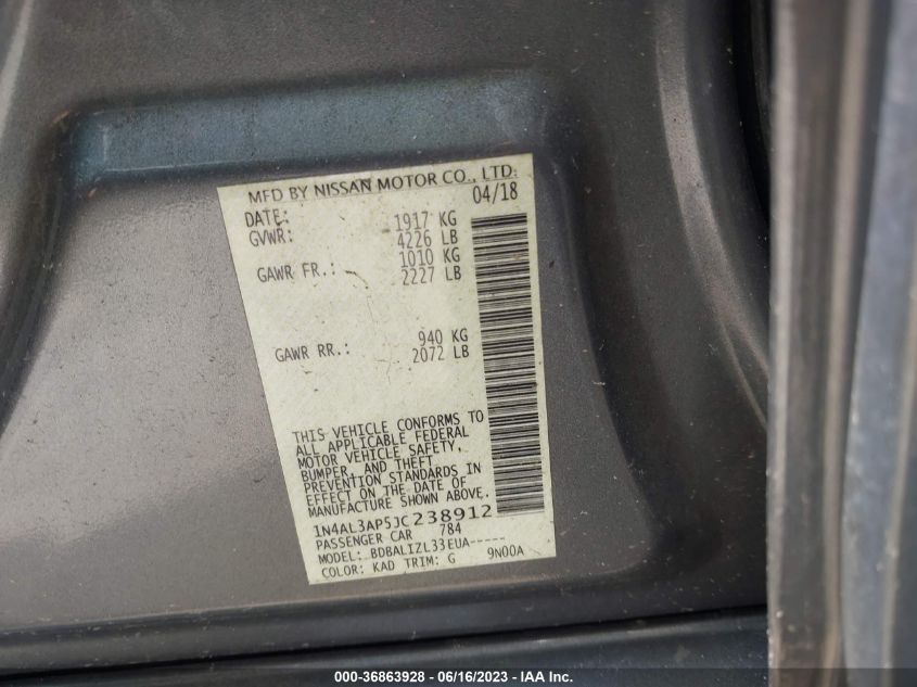 2018 NISSAN ALTIMA 2.5 SV - 1N4AL3AP5JC238912