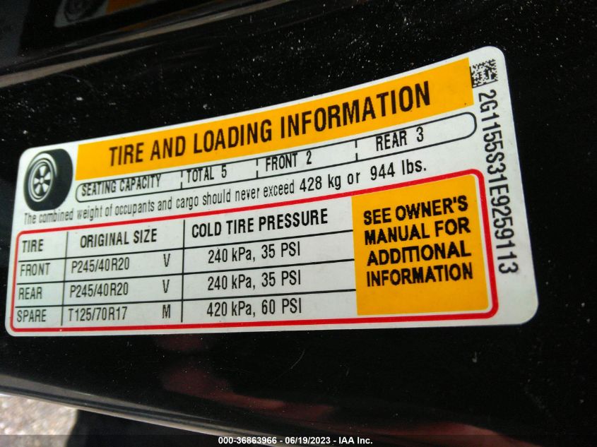 2014 CHEVROLET IMPALA LTZ - 2G1155S31E9259113