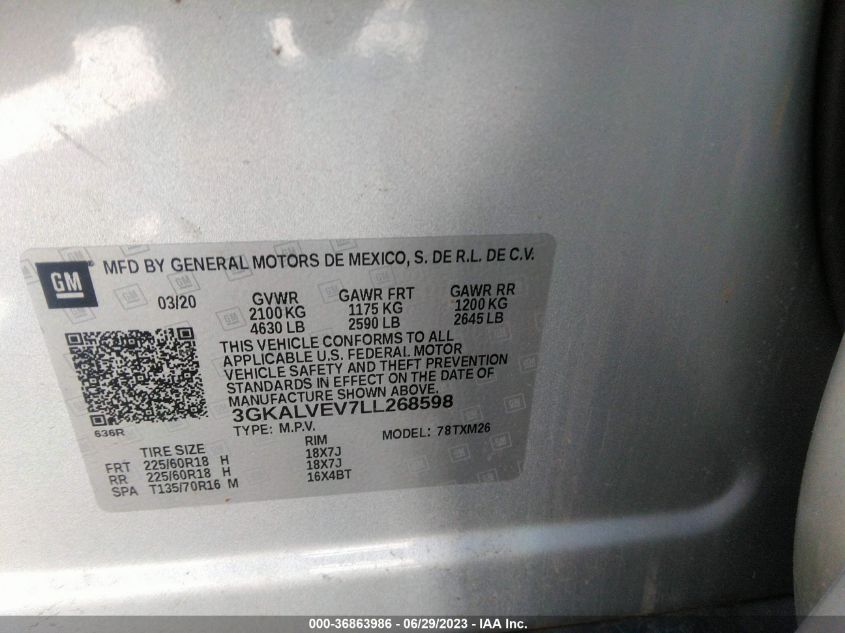 2020 GMC TERRAIN SLT - 3GKALVEV7LL268598