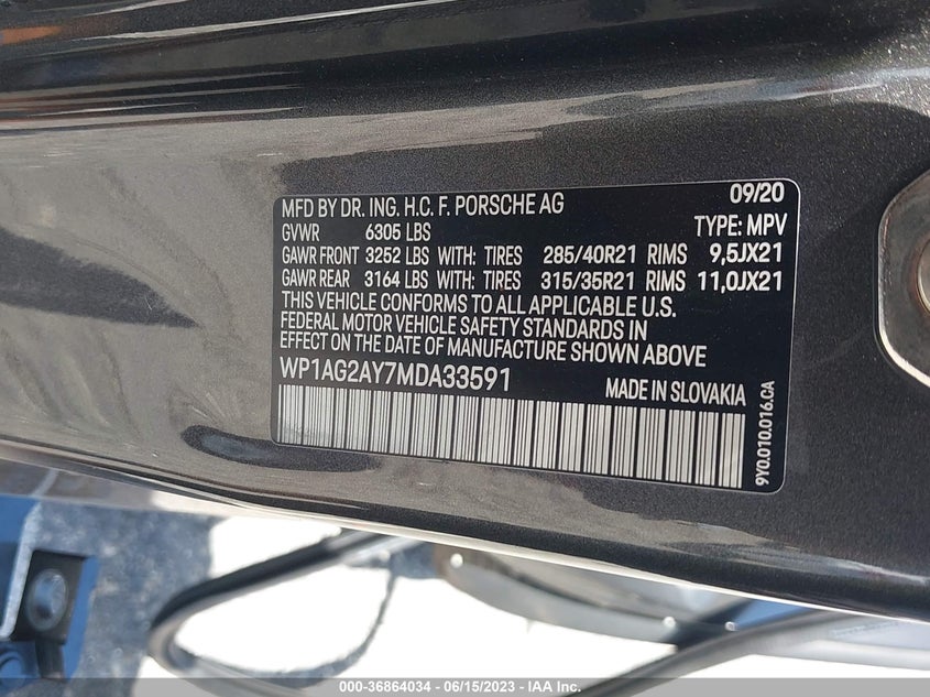 VIN WP1AG2AY7MDA33591 2021 PORSCHE CAYENNE GTS