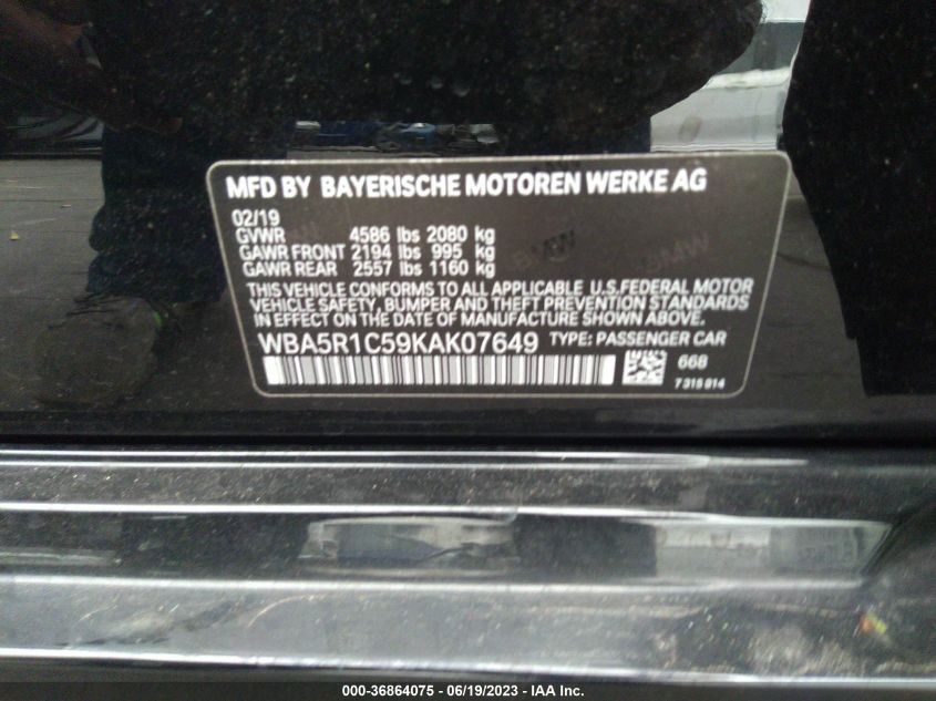 2019 BMW 3 SERIES 330I - WBA5R1C59KAK07649