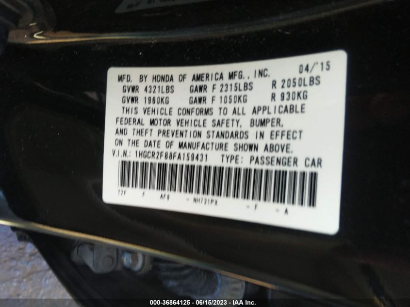 2015 HONDA ACCORD SEDAN EX-L - 1HGCR2F88FA159431