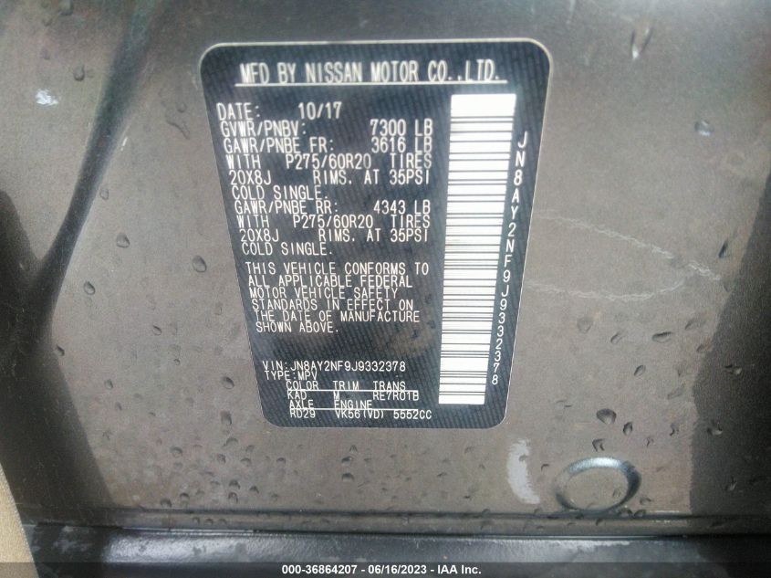 2018 NISSAN ARMADA PLATINUM - JN8AY2NF9J9332378