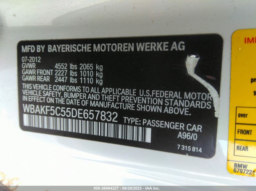 2013 BMW 3 SERIES 328I XDRIVE - WBAKF5C55DE657832