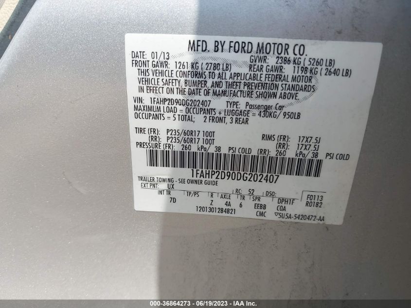 2013 FORD TAURUS SE - 1FAHP2D90DG202407