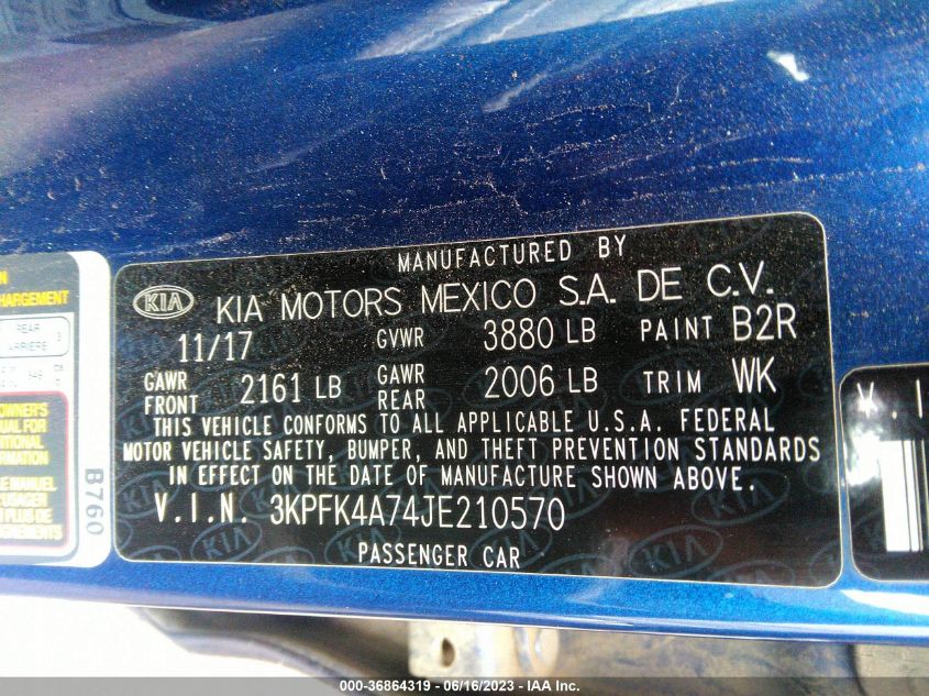 2018 KIA FORTE LX - 3KPFK4A74JE210570