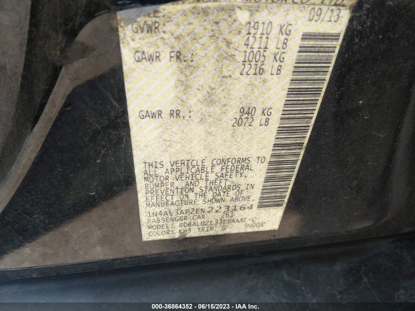 2014 NISSAN ALTIMA 2.5/S/SV/SL - 1N4AL3AP2EN223164