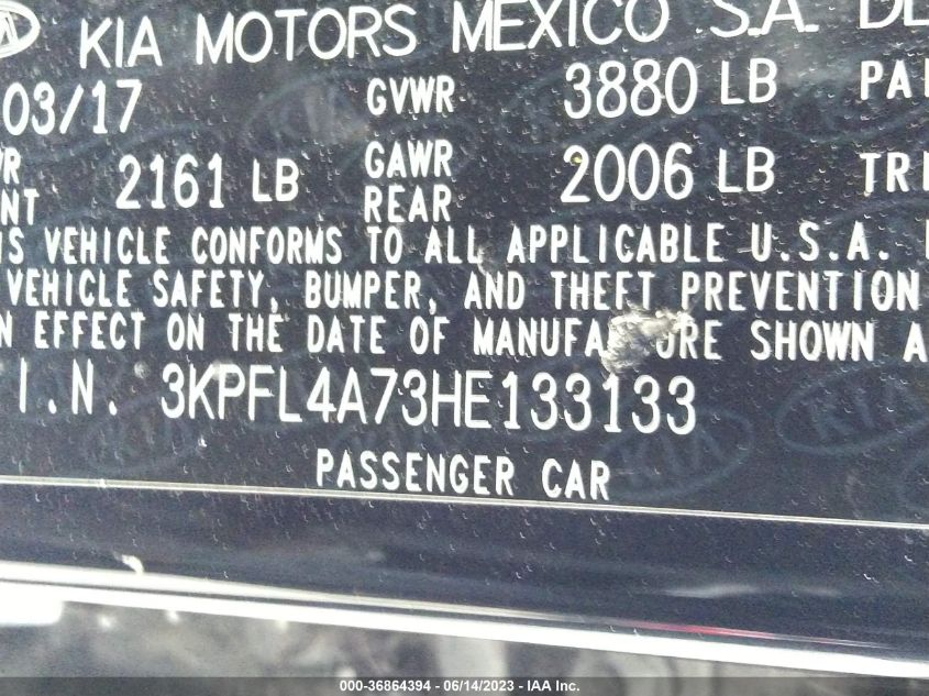 2017 KIA FORTE LX - 3KPFL4A73HE133133
