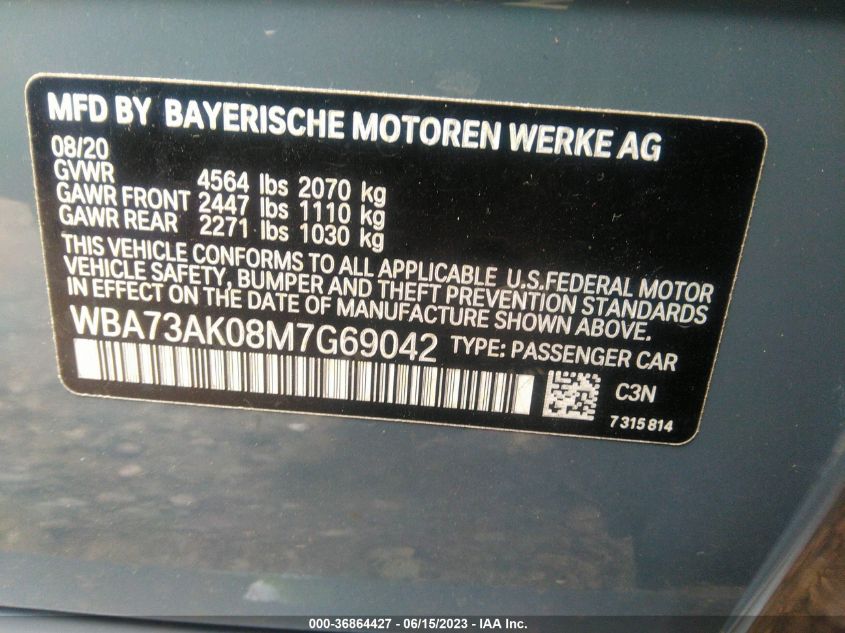 2021 BMW 2 SERIES 228I XDRIVE - WBA73AK08M7G69042
