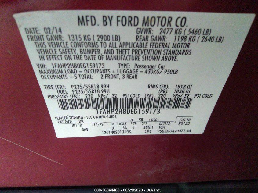 2014 FORD TAURUS SEL - 1FAHP2H80EG159173