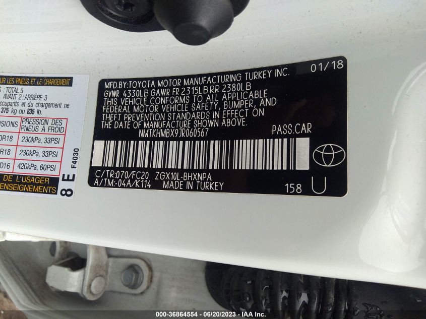 2018 TOYOTA C-HR XLE - NMTKHMBX9JR060567