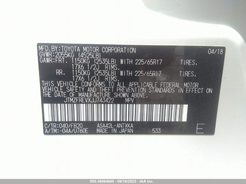2018 TOYOTA RAV4 LE - JTMZFREVXJJ743422