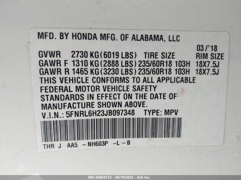 2018 HONDA ODYSSEY LX - 5FNRL6H23JB097348