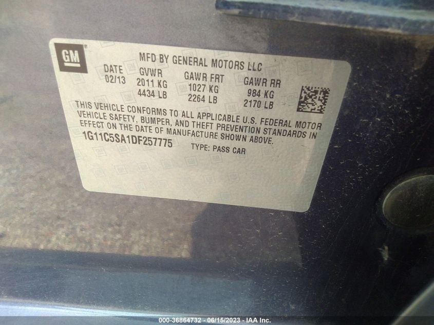 2013 CHEVROLET MALIBU LT - 1G11C5SA1DF257775