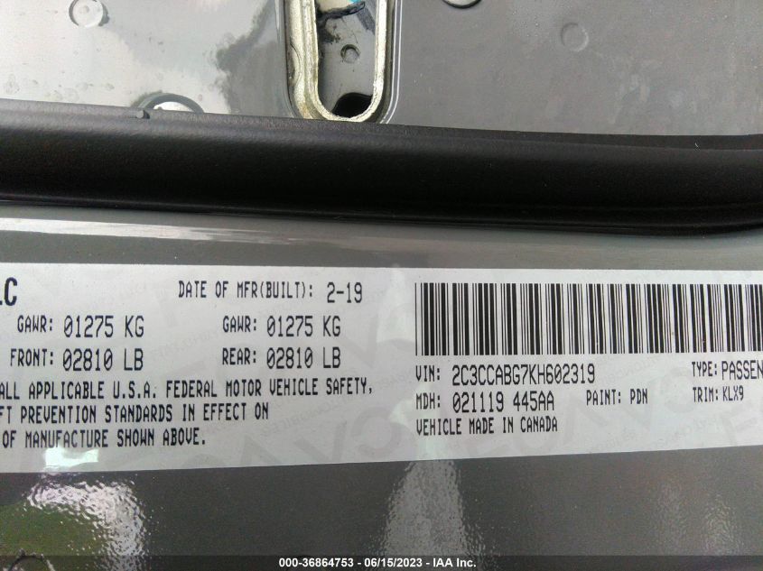 2019 CHRYSLER 300 S - 2C3CCABG7KH602319