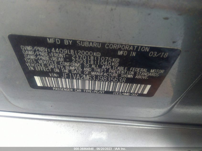 2018 SUBARU WRX STI - JF1VA2M63J9835638