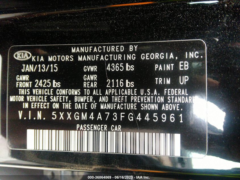 2015 KIA OPTIMA LX - 5XXGM4A73FG445961