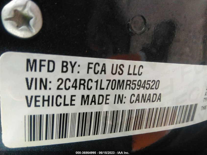2021 CHRYSLER PACIFICA - 2C4RC1L70MR594520