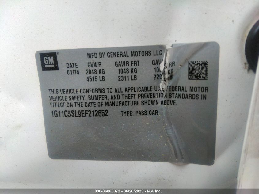 2014 CHEVROLET MALIBU LT - 1G11C5SL9EF212652