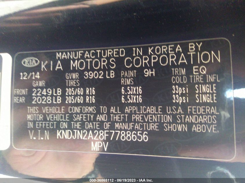 2015 KIA SOUL BASE - KNDJN2A28F7788656